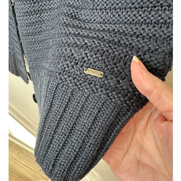 Volcom Black Knit Cardigan Gold Studded Sleeves Front Gold Buttons XS / S - Picture 9 of 16